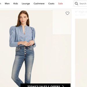 J. Crew 9" high-rise toothpick jeans in Hartley wash size 29